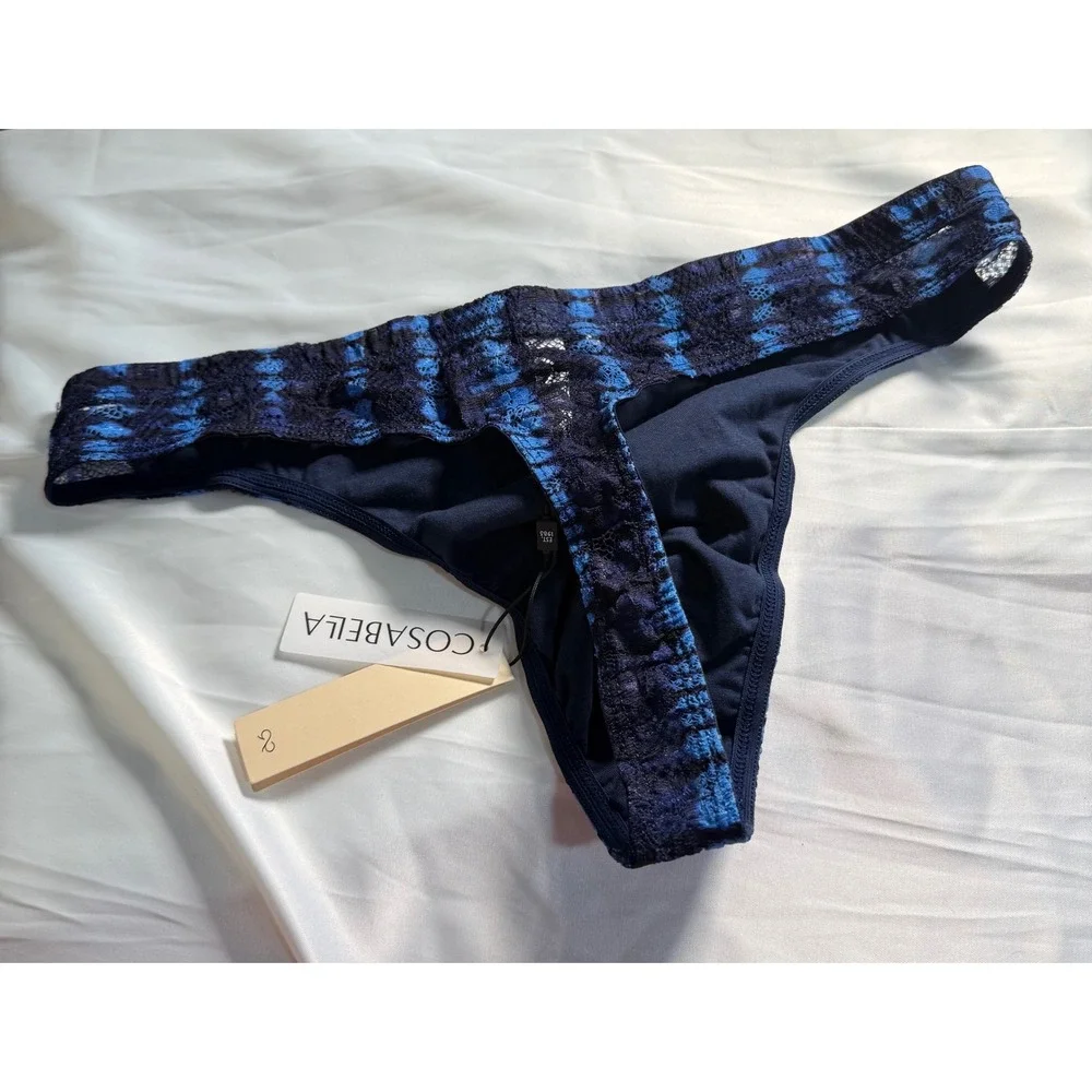 Cosabella Men's Lace G-String Thong LOLA Blue Black‎ Stretch Sexy NWT Size M